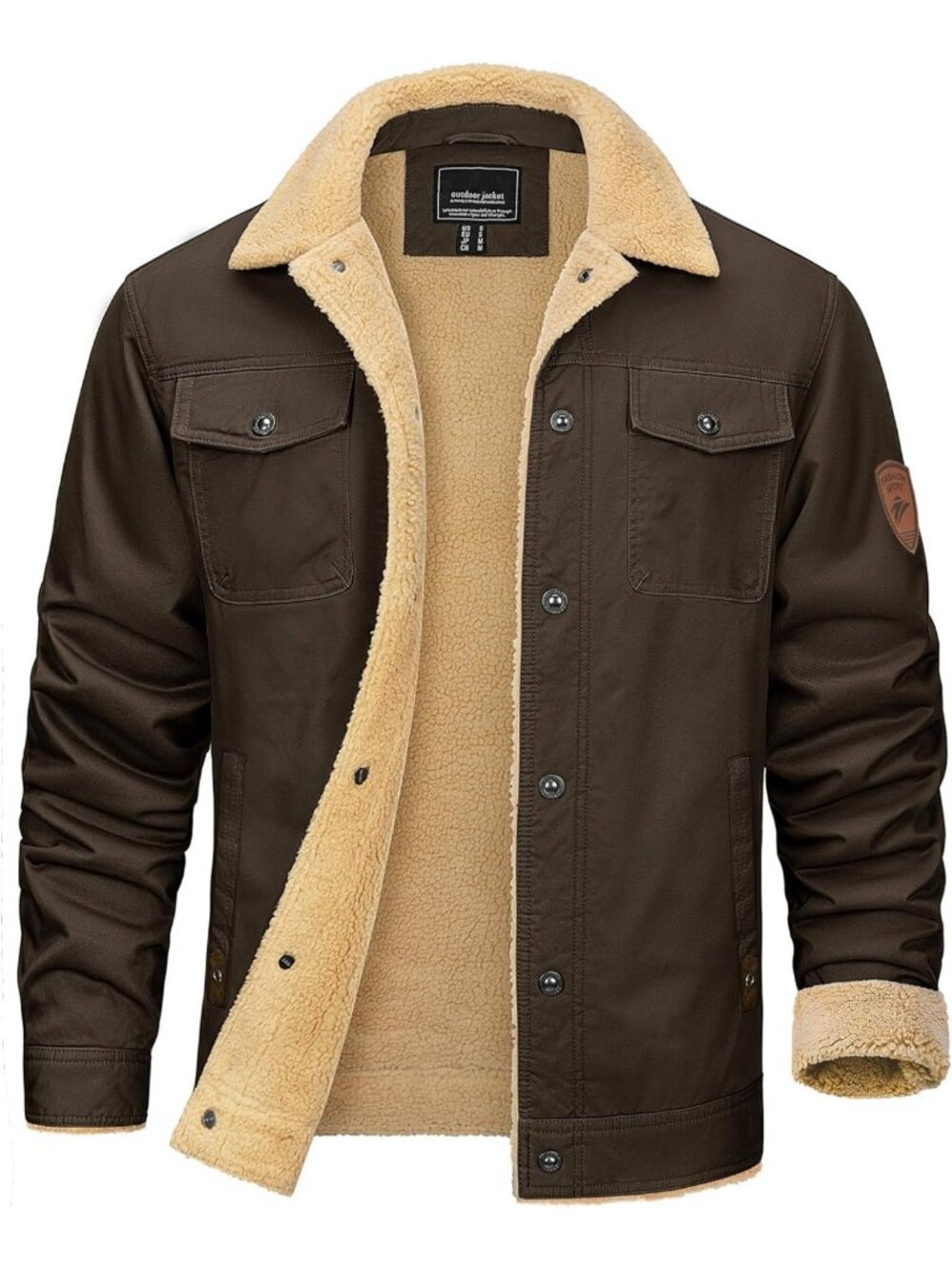 Cozy Men's Winter Fleece Sherpa Jacket | Warm Cargo Trucker Coat for Outdoors